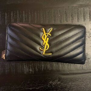 'Monogram' Zip Around Quilted Calfskin Leather Wallet